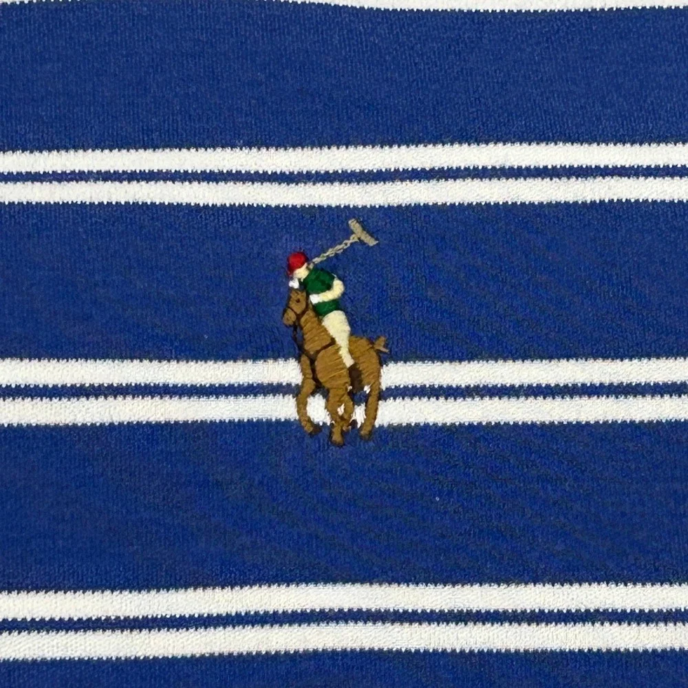 Polo Ralph Lauren Polo Shirt Men XL Blue‎ Striped Classic Fit Flesh Pony Preppy